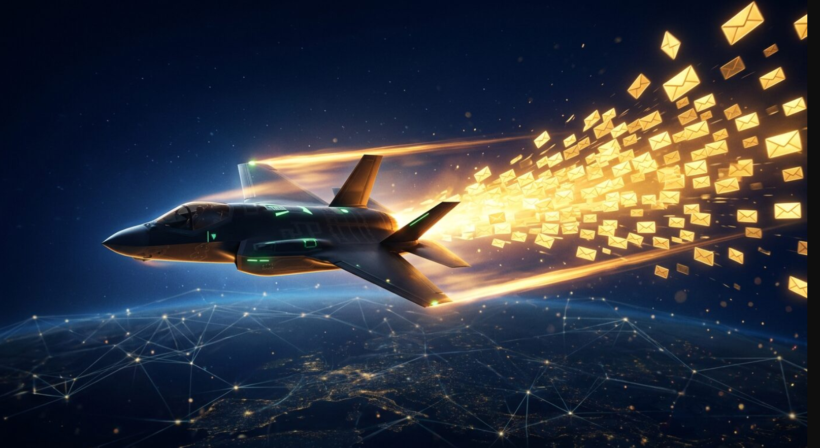 Jet Speed Mailer - jet launching a stream of emails